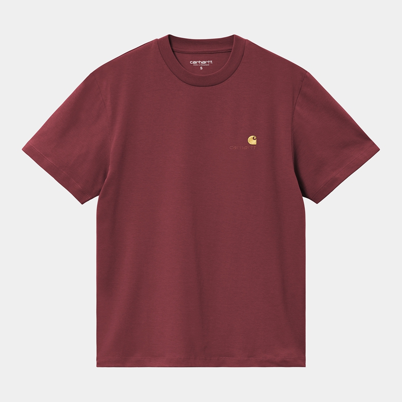 Carhartt American Script Tişört Kadın Bordo | MKI-905271