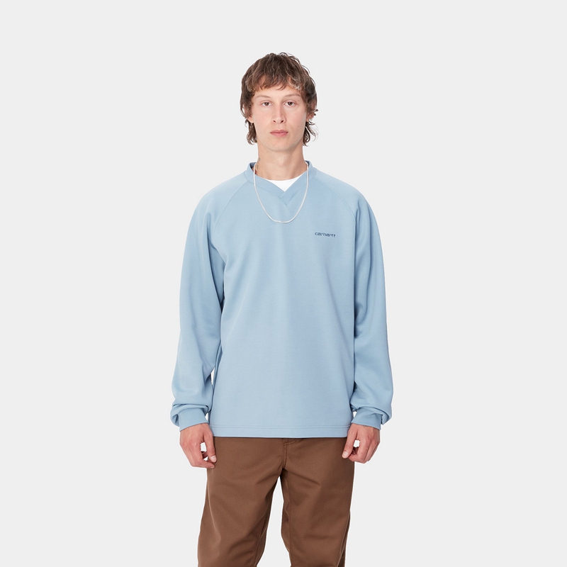 Carhartt Bolan V-Neck Sweatshirt Erkek Mavi | JNH-413560