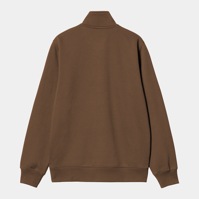 Carhartt Chase Neck Zip Sweatshirt Erkek Kahverengi | JXV-165982