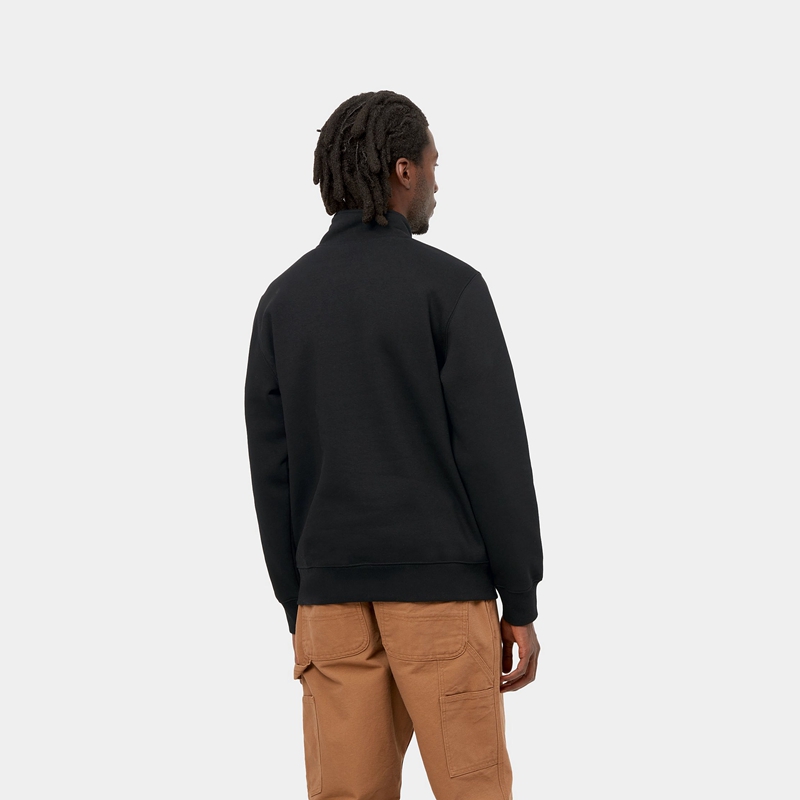 Carhartt Chase Neck Zip Sweatshirt Erkek Siyah | PRM-216947