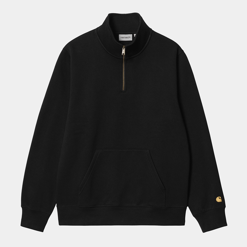 Carhartt Chase Neck Zip Sweatshirt Erkek Siyah | PRM-216947