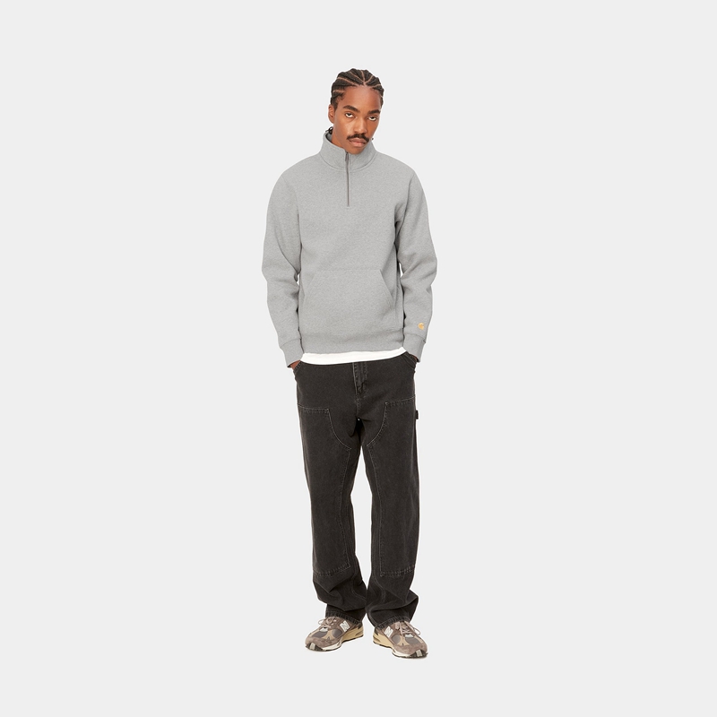 Carhartt Chase Neck Zip Sweatshirt Erkek Gri | HMO-213568