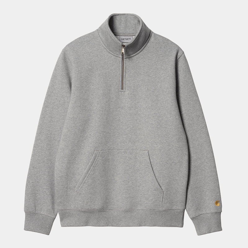 Carhartt Chase Neck Zip Sweatshirt Erkek Gri | HMO-213568