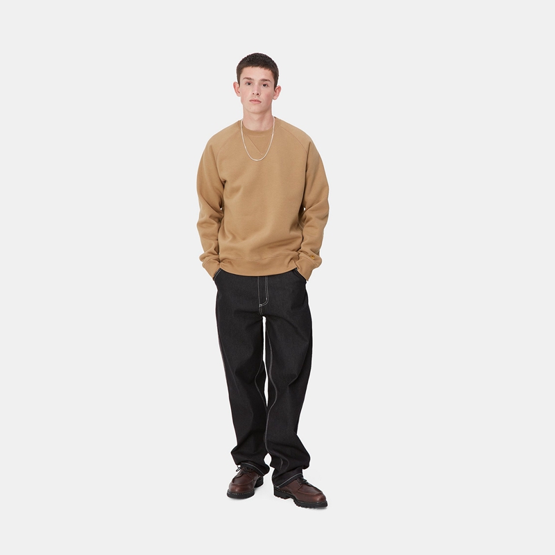 Carhartt Chase Sweatshirt Erkek Bej Rengi | FME-701895