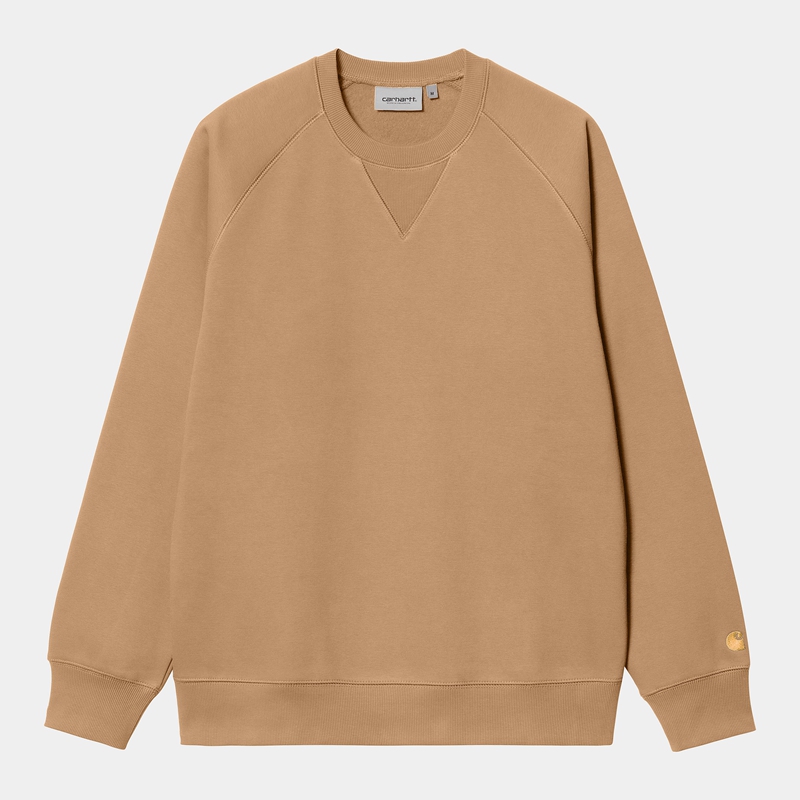 Carhartt Chase Sweatshirt Erkek Bej Rengi | FME-701895