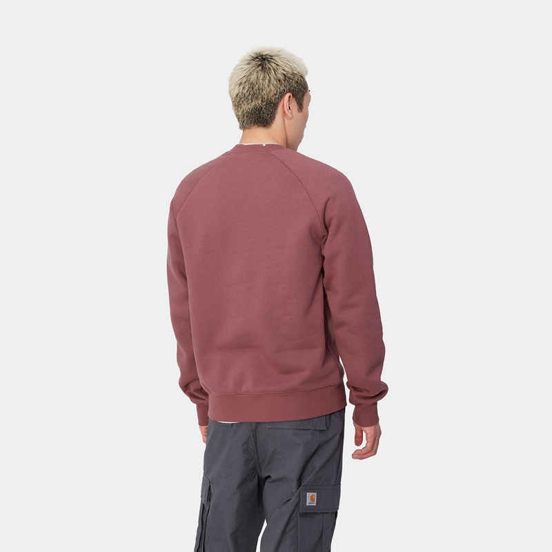 Carhartt Chase Sweatshirt Erkek Bordo | IWC-742593