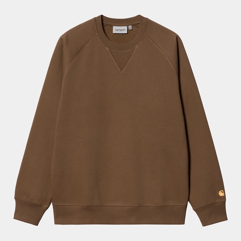 Carhartt Chase Sweatshirt Erkek Kahverengi | MIE-835706