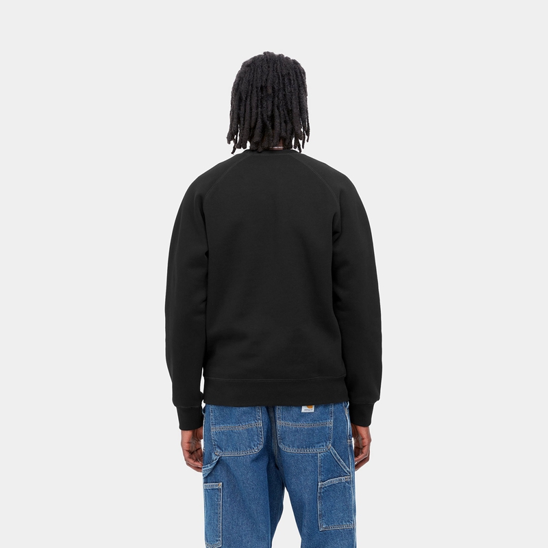 Carhartt Chase Sweatshirt Erkek Siyah | IQR-015926