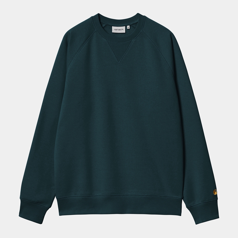 Carhartt Chase Sweatshirt Erkek Tavuskuşu Mavi | JFA-537926