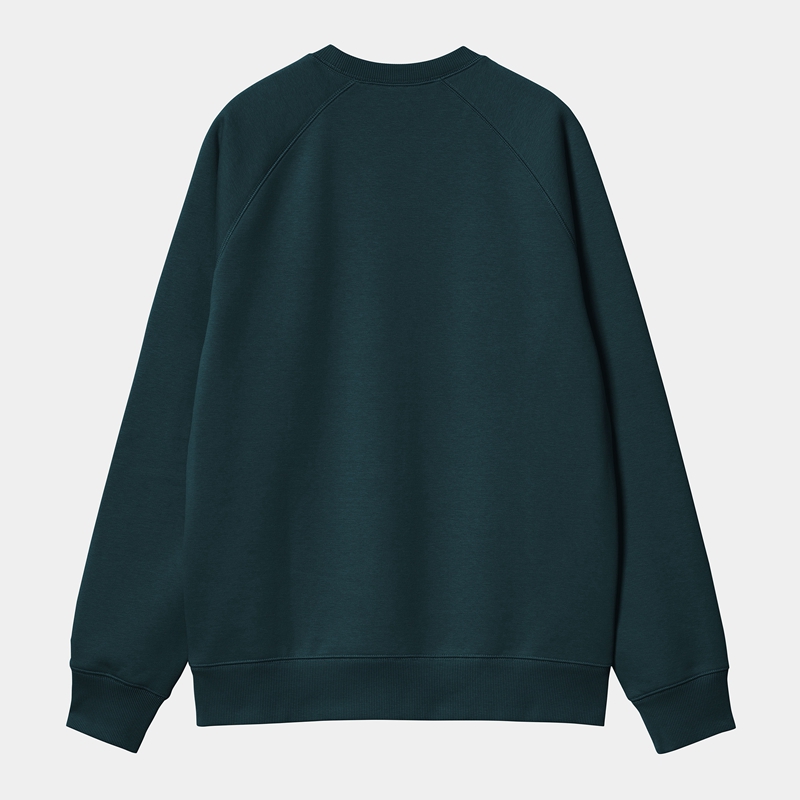 Carhartt Chase Sweatshirt Erkek Tavuskuşu Mavi | JFA-537926