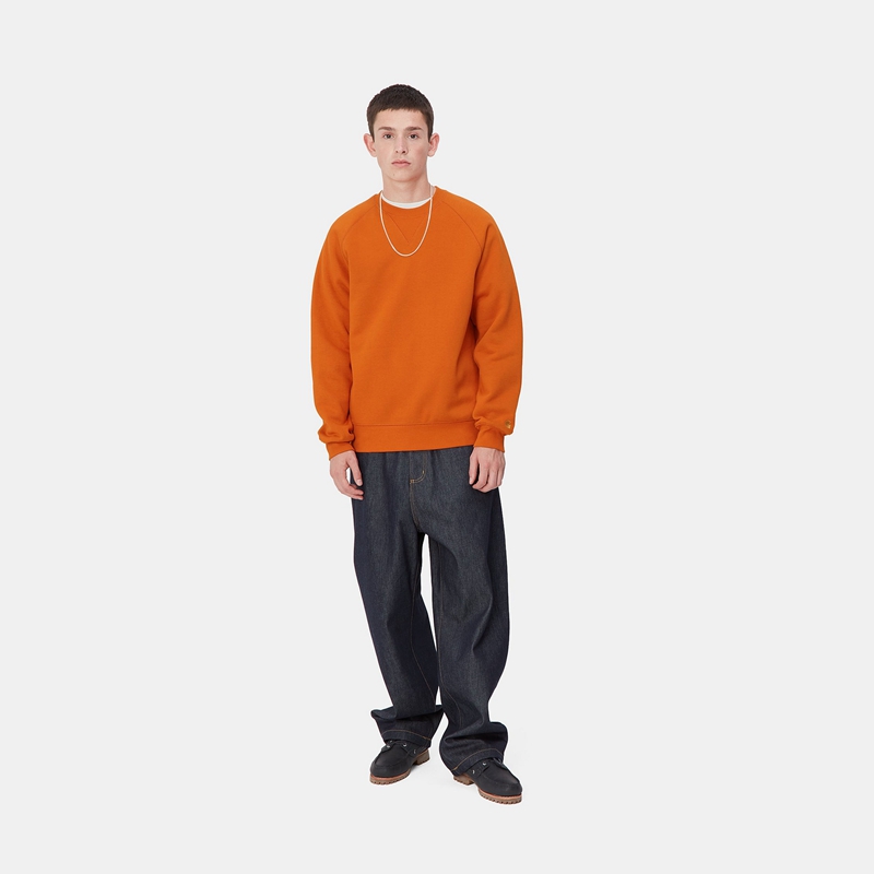 Carhartt Chase Sweatshirt Erkek Turuncu | OZB-689053