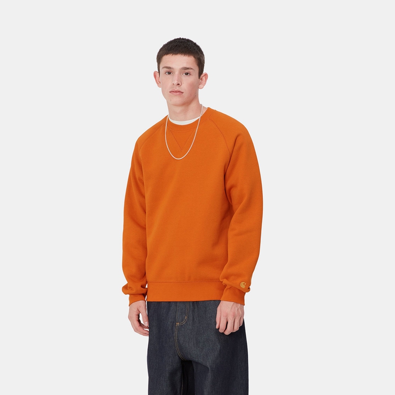 Carhartt Chase Sweatshirt Erkek Turuncu | OZB-689053