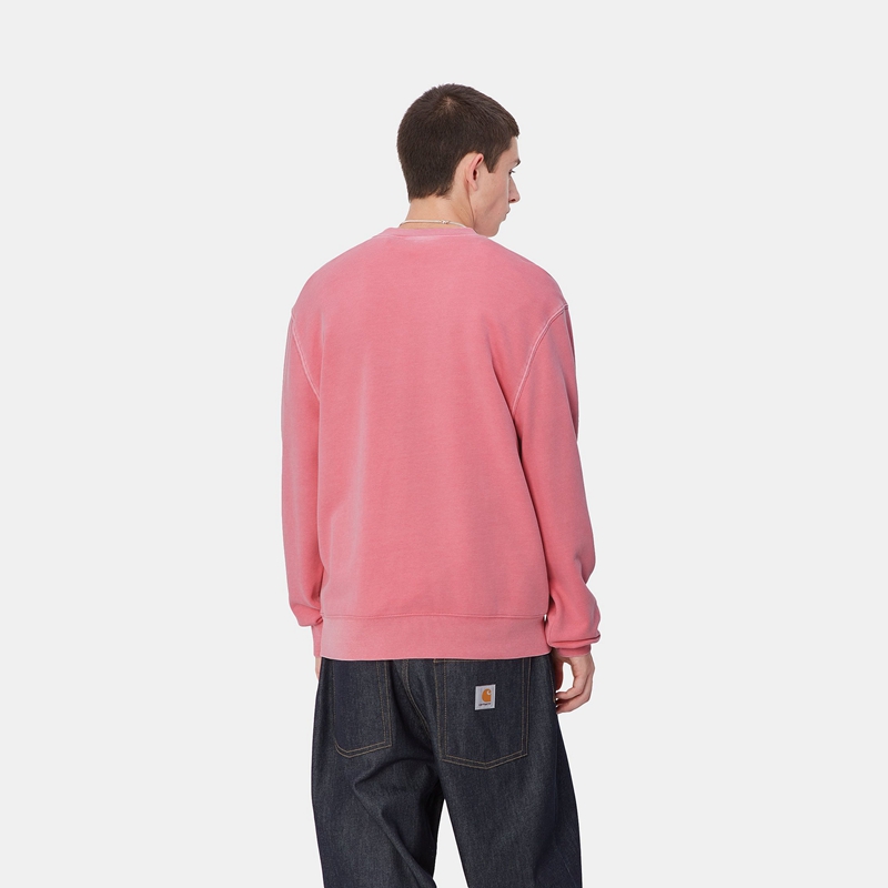 Carhartt Duster Script Sweatshirt Erkek Pembe | DXO-602895