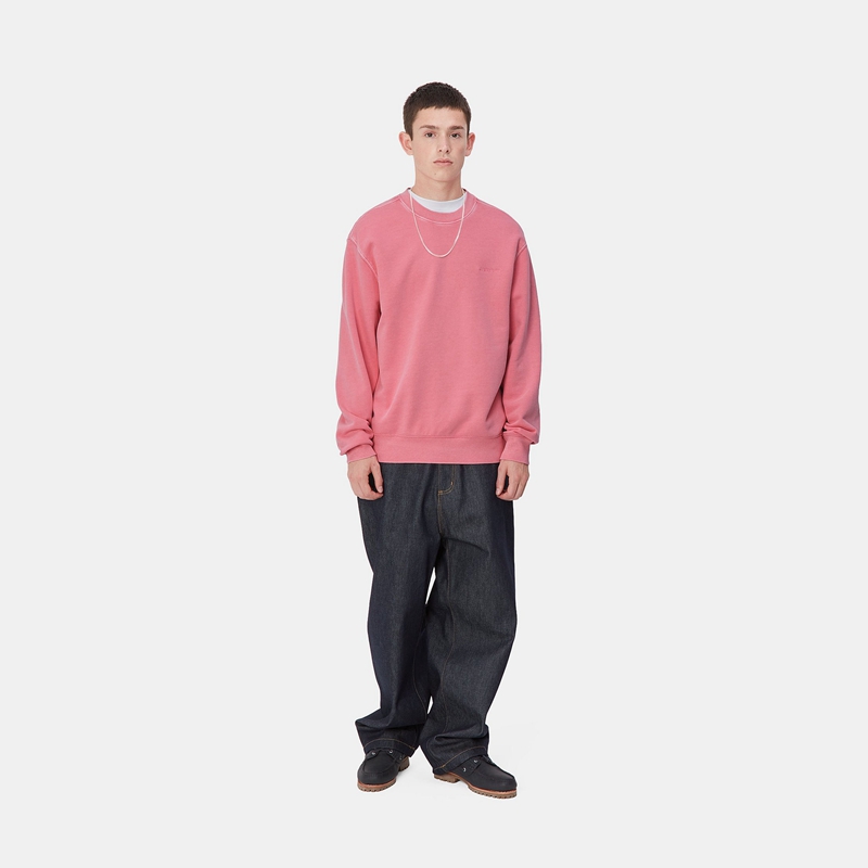 Carhartt Duster Script Sweatshirt Erkek Pembe | DXO-602895