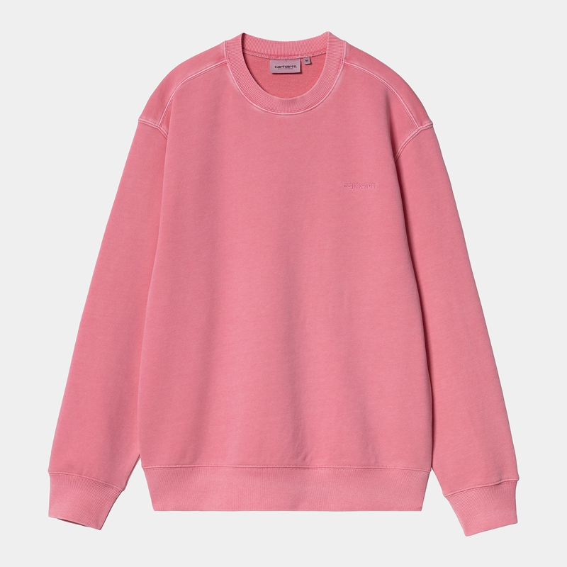 Carhartt Duster Script Sweatshirt Erkek Pembe | DXO-602895