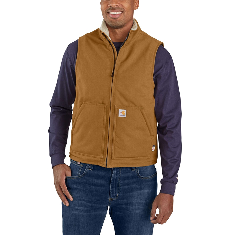 Carhartt Flame-Resistant Duck Sherpa Lined Yelek Erkek Kahverengi | HVZ-265089