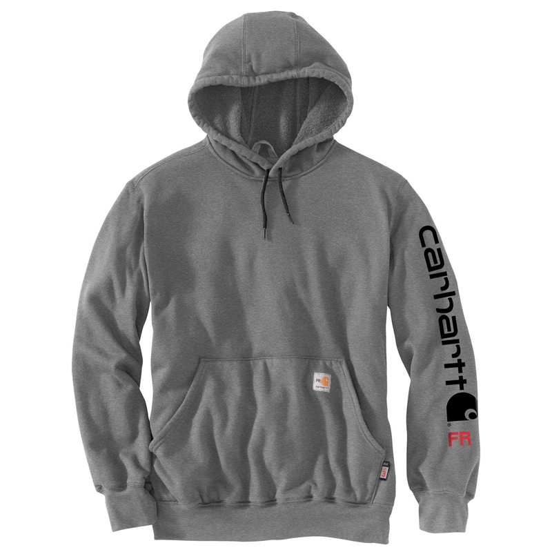 Carhartt Flame-Resistant Force® Loose Fit Midweight Hooded Logo Graphic Kapşonlu Erkek Koyu Gri | BDI-794382