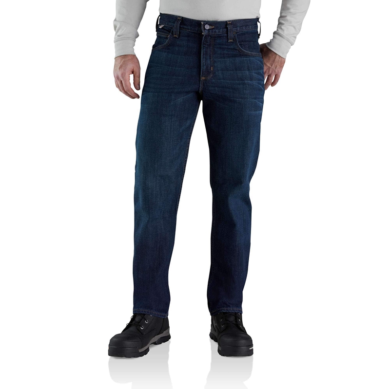 Carhartt Flame-Resistant Rugged Flex® Slim Fit 5 Pocket Kot Pantolon Erkek Indigo | PZC-789524