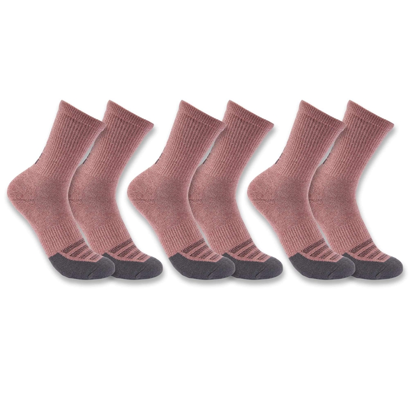 Carhartt Force® Midweight Logo Crew 3 Pack Socks Kadın Pembe | ZIT-145093