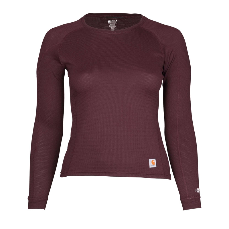 Carhartt Force® Midweight Waffle Base Layer Crewneck Üstler Kadın Bordo | UEQ-738915