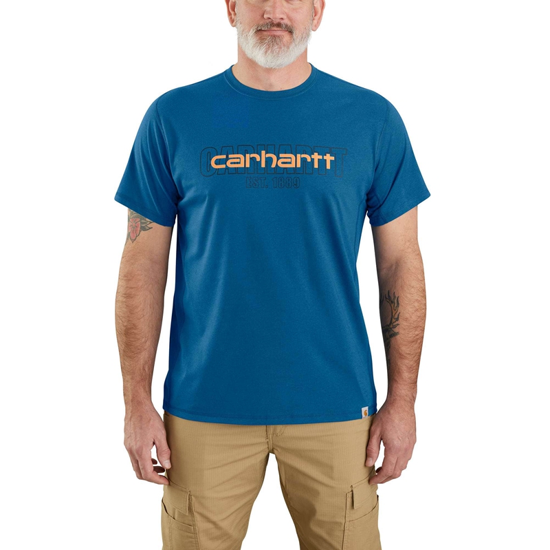 Carhartt Force® Relaxed Fit Short-Sleeve Logo Graphic Tişört Erkek Mavi | PMN-351782