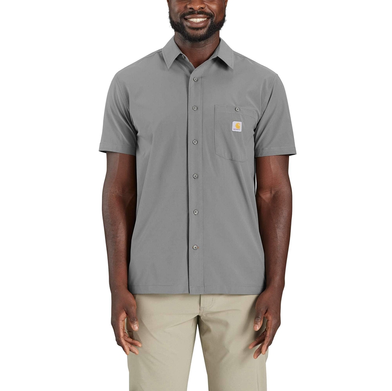 Carhartt Force Sun Defender™ Relaxed Fit Lightweight-Sleeve Gömlek Erkek Gri | YVG-254108