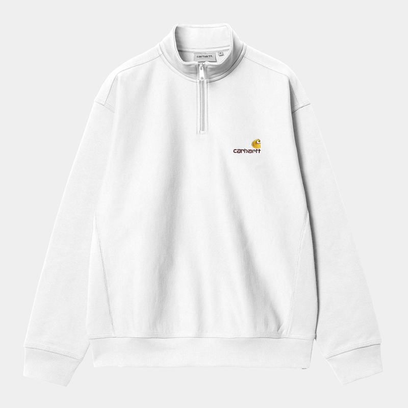 Carhartt Half Zip American Script Sweatshirt Erkek Beyaz | NAI-207139