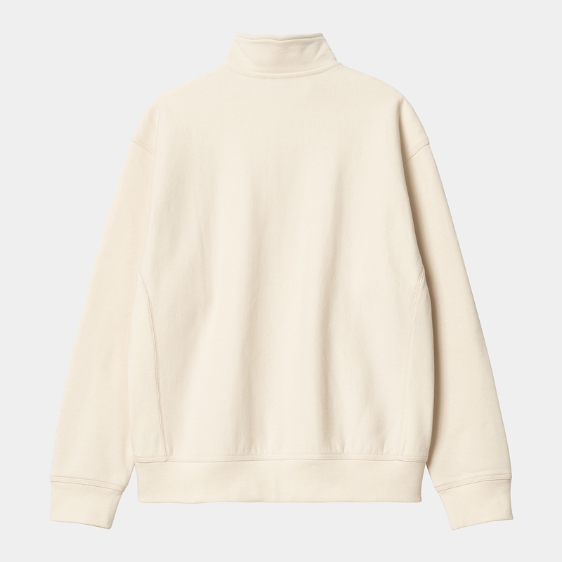 Carhartt Half Zip American Script Sweatshirt Erkek Krema | KNY-178302