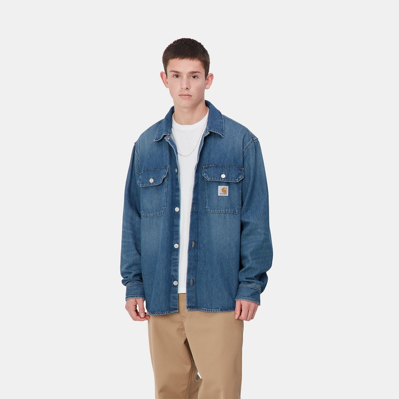 Carhartt Harvey Gömlek Ceket Erkek Mavi | XWR-023861