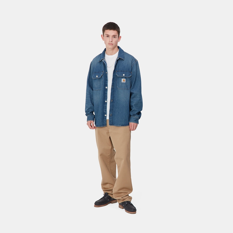 Carhartt Harvey Gömlek Ceket Erkek Mavi | XWR-023861