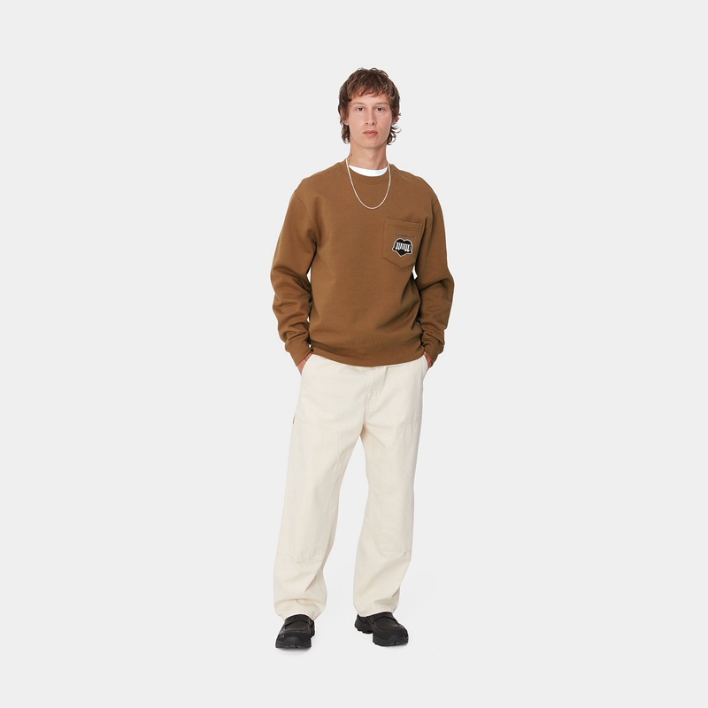 Carhartt Heart Train Pocket Sweatshirt Erkek Kahverengi | RAI-964053