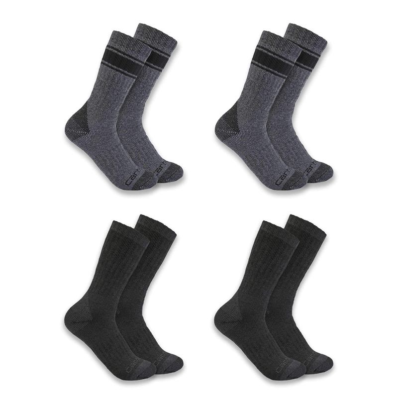 Carhartt Heavyweight Crew 4-Pack Socks Erkek Koyu Gri | FBK-579681