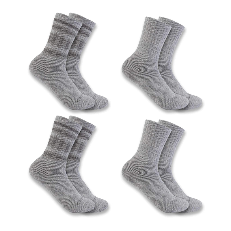 Carhartt Heavyweight Synthetic-Wool Blend Crew 4-Pack Socks Kadın Gri | NVE-531486