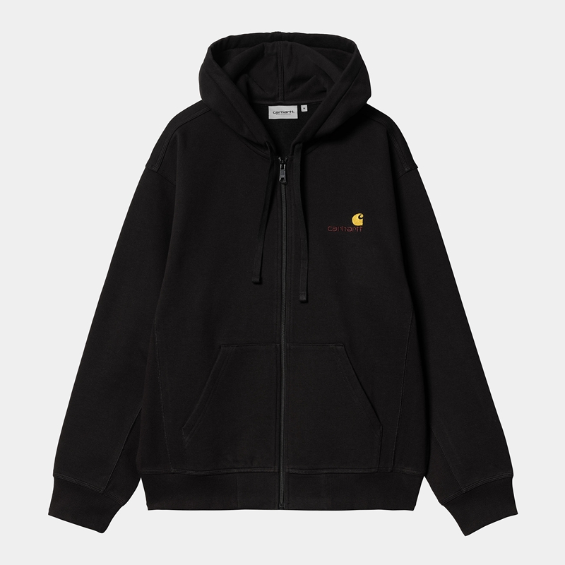 Carhartt Hooded American Script Ceket Erkek Siyah | XJO-704396