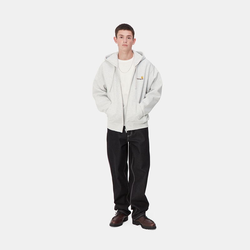 Carhartt Hooded American Script Ceket Erkek Gri | HLS-721694