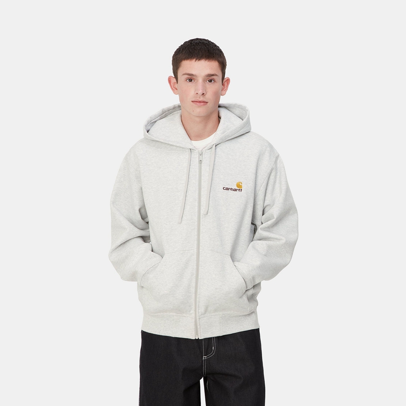 Carhartt Hooded American Script Ceket Erkek Gri | HLS-721694