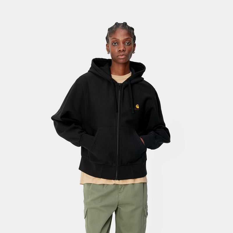 Carhartt Hooded American Script Ceket Kadın Siyah | VJC-623917