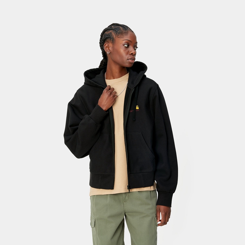 Carhartt Hooded American Script Ceket Kadın Siyah | VJC-623917