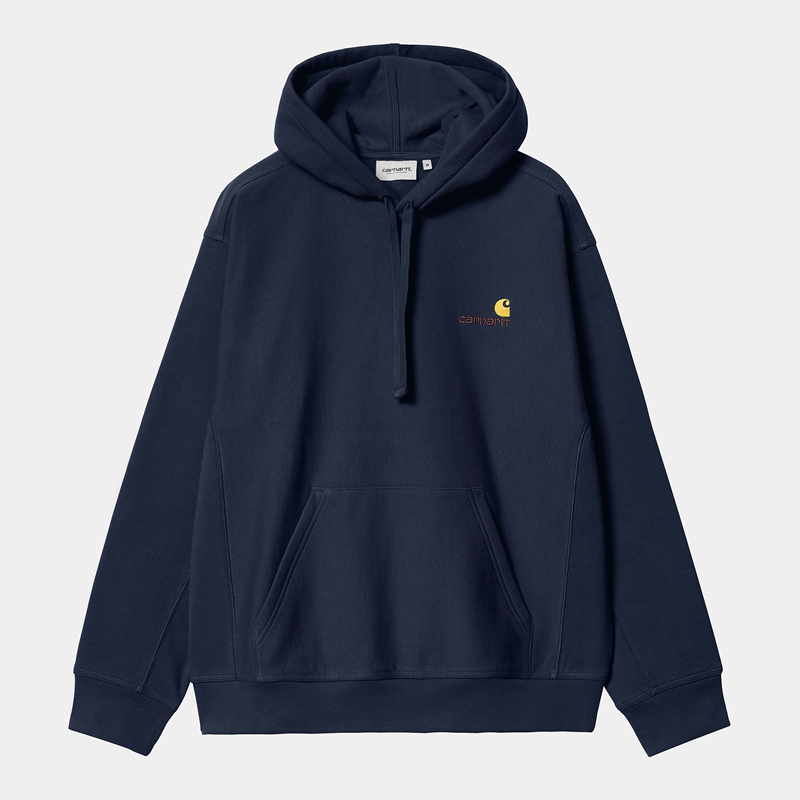 Carhartt Hooded American Script Kapşonlu Erkek Lacivert | BOF-092516