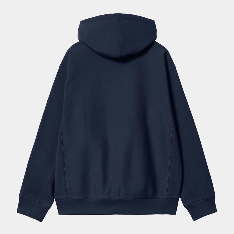 Carhartt Hooded American Script Kapşonlu Erkek Lacivert | BOF-092516