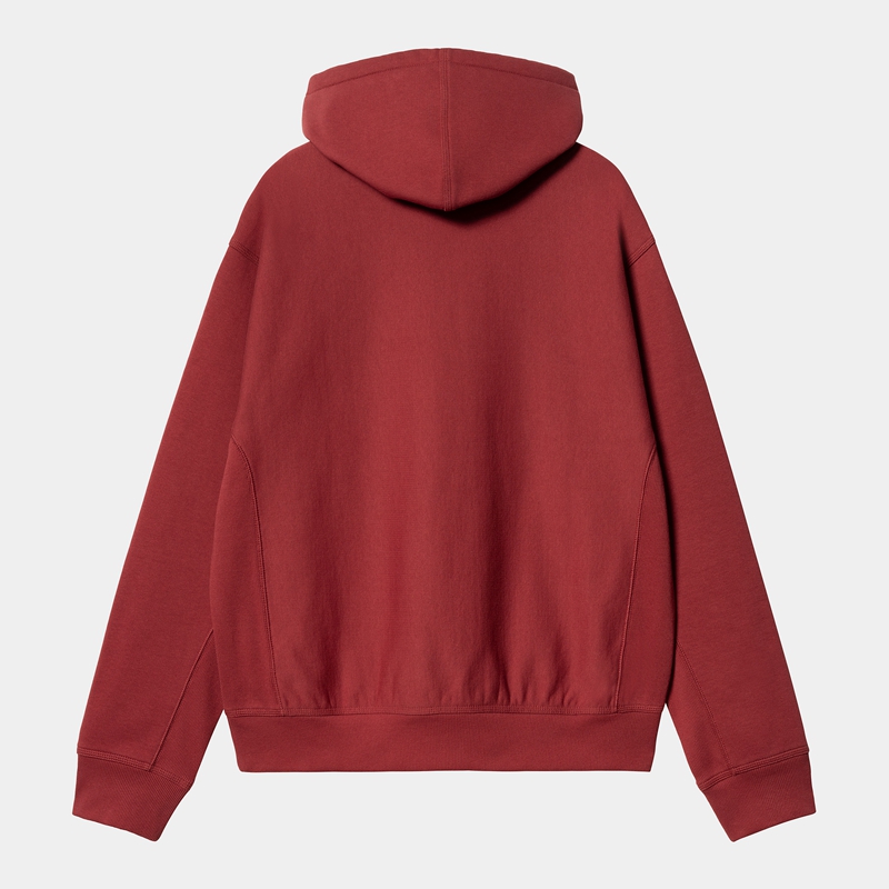 Carhartt Hooded American Script Kapşonlu Erkek Bordo | WYN-641392