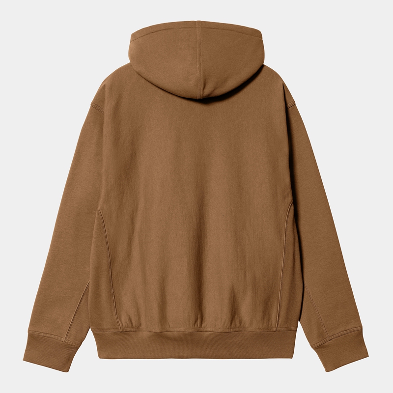 Carhartt Hooded American Script Kapşonlu Erkek Kahverengi | EZB-621594