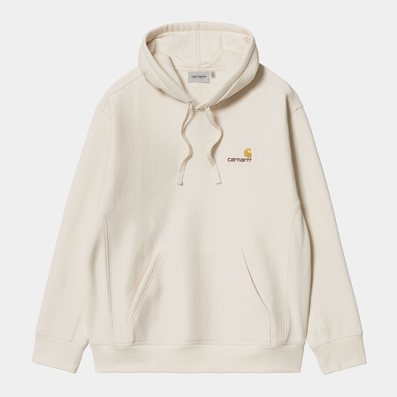 Carhartt Hooded American Script Kapşonlu Erkek Krema | ZJL-743516