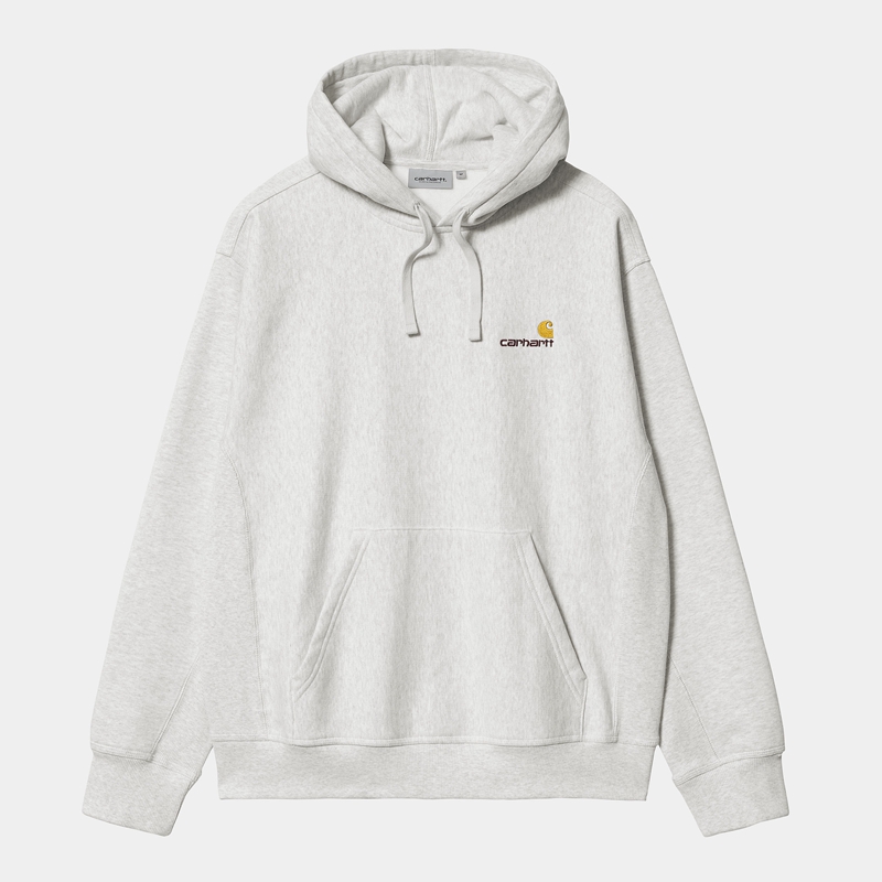 Carhartt Hooded American Script Kapşonlu Erkek Gri | JXP-140973