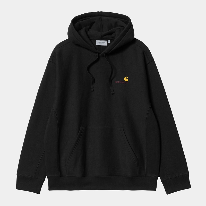 Carhartt Hooded American Script Kapşonlu Erkek Siyah | NER-850976