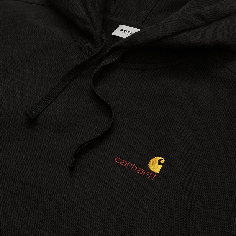 Carhartt Hooded American Script Kapşonlu Erkek Siyah | NER-850976