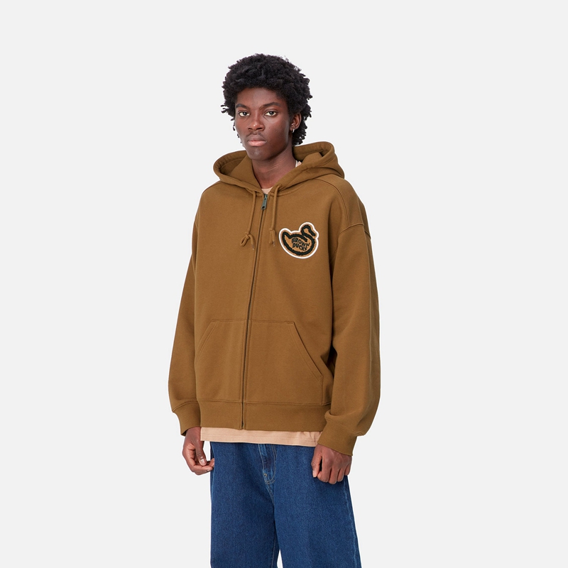 Carhartt Hooded Brown Ducks Ceket Erkek Kahverengi | INS-791263