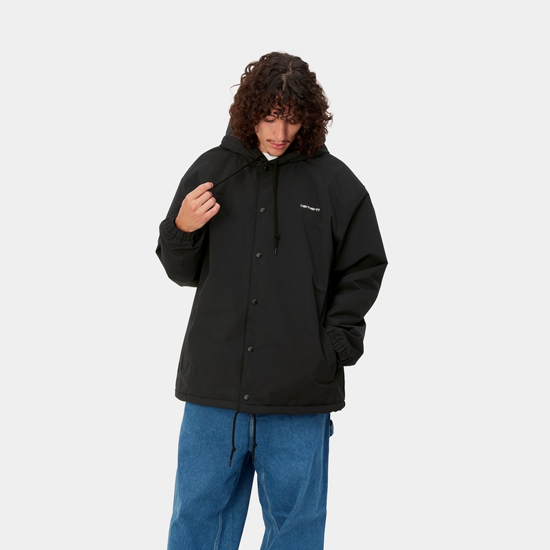 Carhartt Hooded Coach Ceket Erkek Siyah | TMG-035284