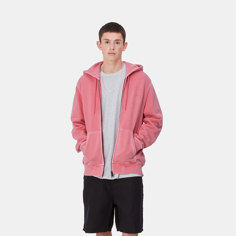 Carhartt Hooded Duster Script Ceket Erkek Pembe | LHS-249638