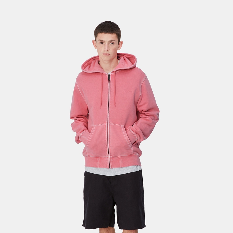 Carhartt Hooded Duster Script Ceket Erkek Pembe | LHS-249638